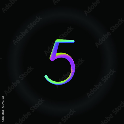Typo Number 5 3D Neon fonts modern alphabet letters and numbers vector illustration Vector
