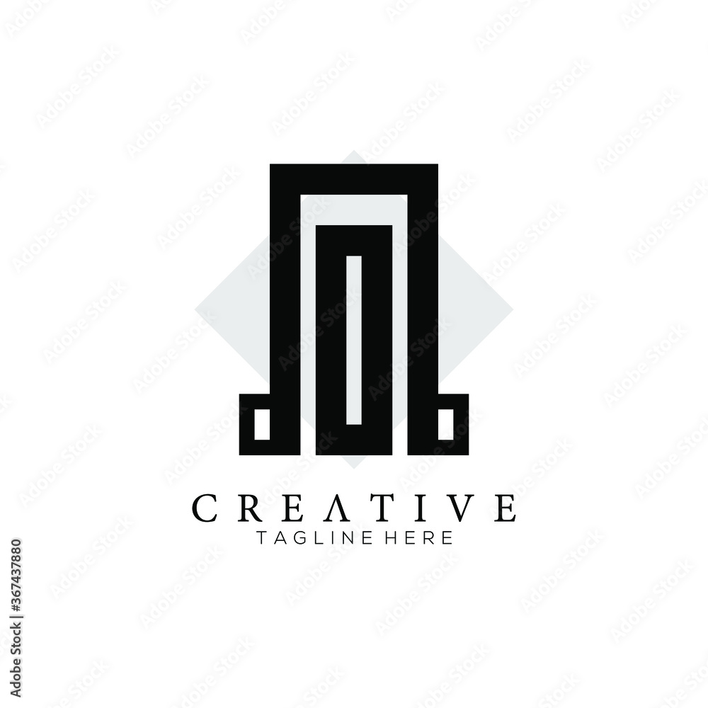 Unusual geometric letter A, with square background, Architecture monogram logo template