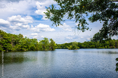 Beautiful background of the sky behind the lake