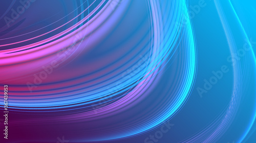 Abstract pink blue gradient geometric background. ์Neon light curved lines and shape with colorful graphic design.
