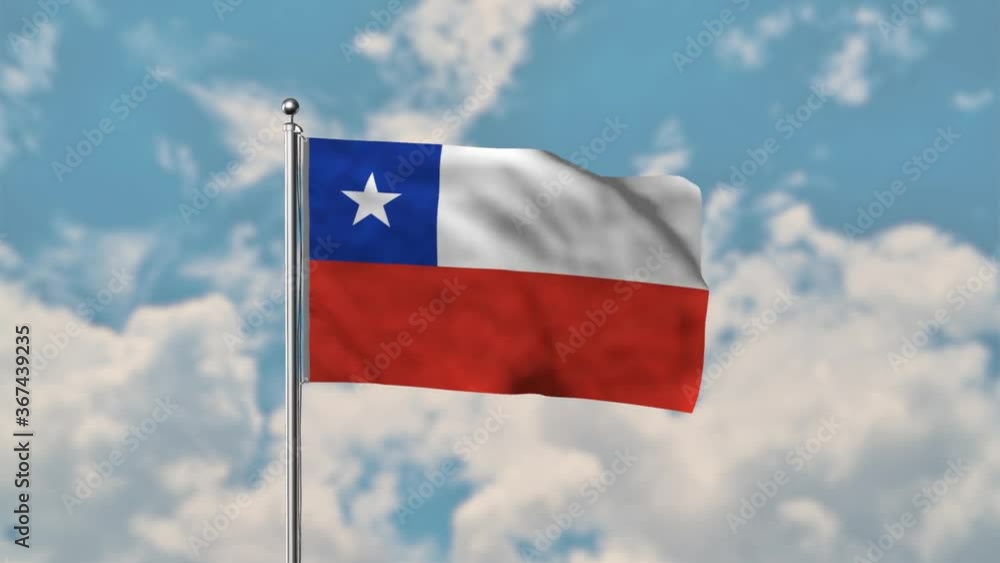 Chile flag waving in the blue sky realistic 4k Video. Chile flag waving in the blue sky realistic 4k Video.