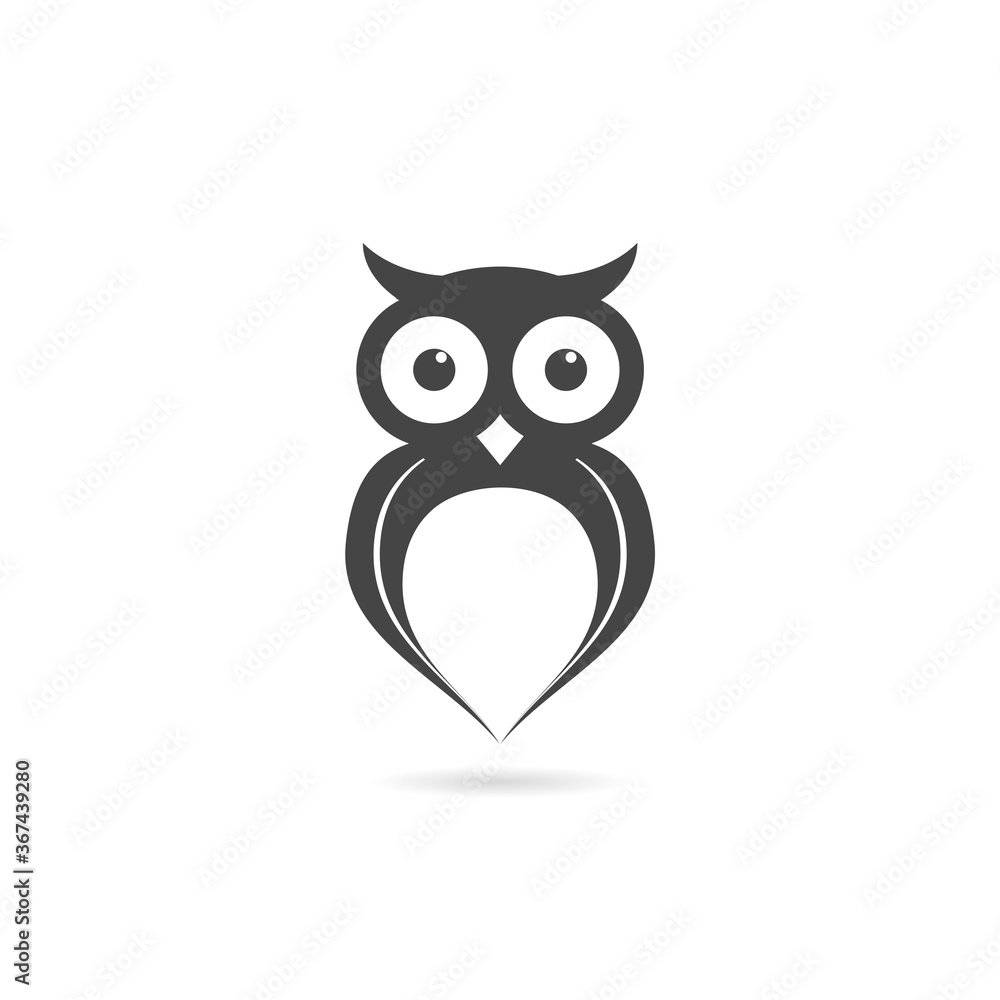 Simple Owl icon with shadow