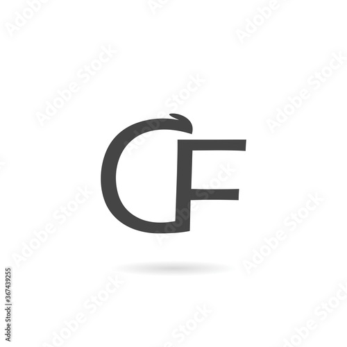 Initial CF Letter Logo With shadow