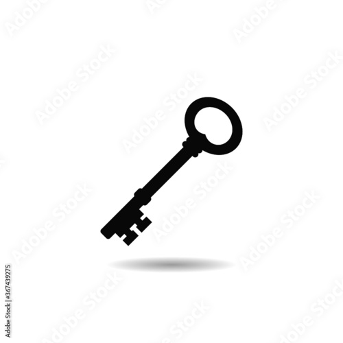 Antique Old Key icon with shadow