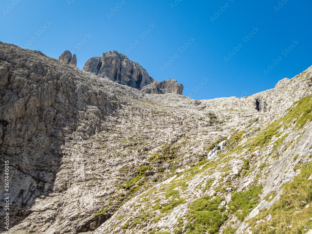 Pisciadu via ferrata of the Sella group near Piz Boe Pisciadu via ferrata of the Sella group near Piz Boe