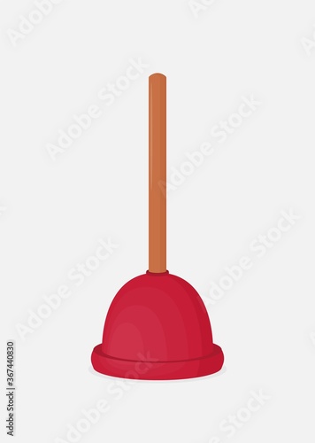 Red plunger flat vector isolated on background