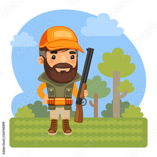 Cartoon Huntsman in the Forest