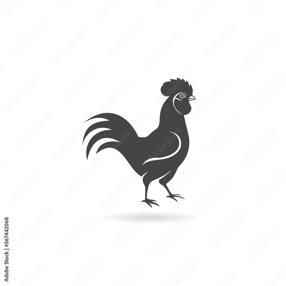 Rooster icon with shadow Rooster icon with shadow