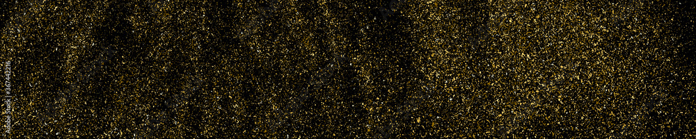 Gold glitter texture isolated on black. Amber particles color. Celebratory panoramic background. Golden explosion of confetti. Long horizontal banner. Vector illustration, EPS 10. Gold glitter texture isolated on black. Amber particles color. Celebratory panoramic background. Golden explosion of confetti. Long horizontal banner. Vector illustration, EPS 10.