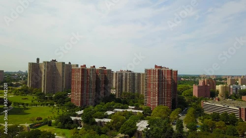 Aerial View of Large Hi-Rise Apartment Buildings photo