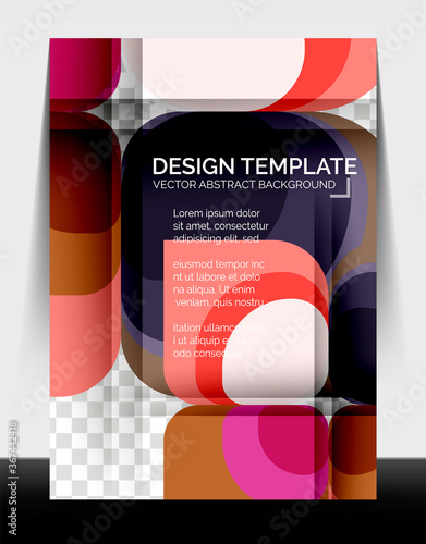 Business annual report brochure template, A4 size covers created with geometric modern patterns