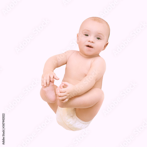 Newborn boy, mother hand. Infant mom massage. funny children change diaper. Home napkin. Cute medicine portrait. Lying kid.