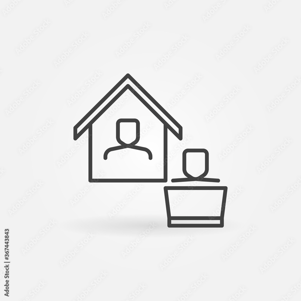 Working from Home outline vector concept minimal icon or logo element Working from Home outline vector concept minimal icon or logo element