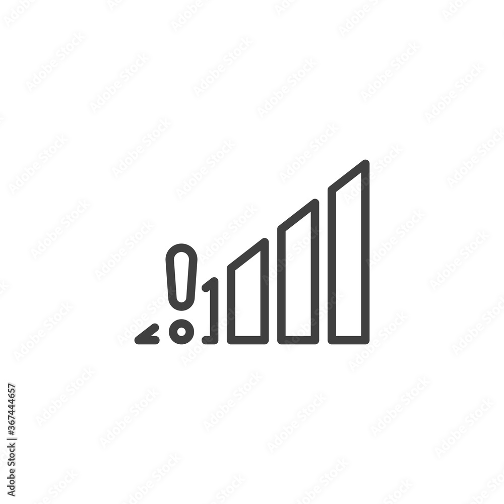 Wifi exclamation mark line icon. linear style sign for mobile concept and web design. Warning wireless connection access outline vector icon. Symbol, logo illustration. Vector graphics Wifi exclamation mark line icon. linear style sign for mobile concept and web design. Warning wireless connection access outline vector icon. Symbol, logo illustration. Vector graphics