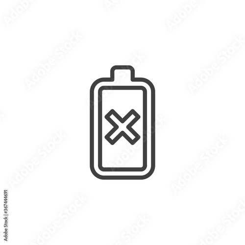 Low battery power line icon. linear style sign for mobile concept and web design. Battery charging indicator outline vector icon. Symbol, logo illustration. Vector graphics