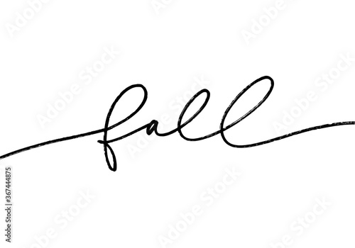 Fall ink linear vector lettering. Modern inscription handwritten vector calligraphy. Fall season handwritten word. Ink illustration isolated on white background. Poster, banner, web element or t shirt