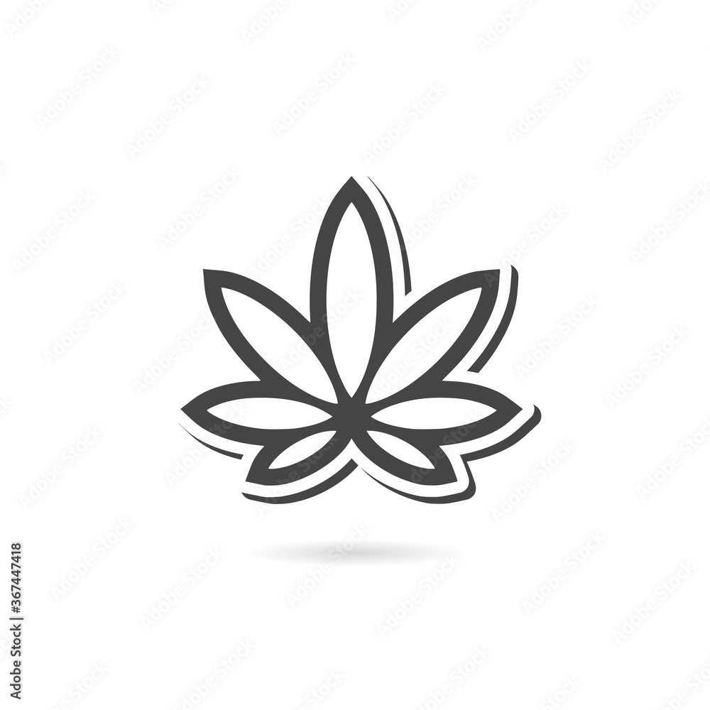 Marijuana leaf icon with shadow Marijuana leaf icon with shadow