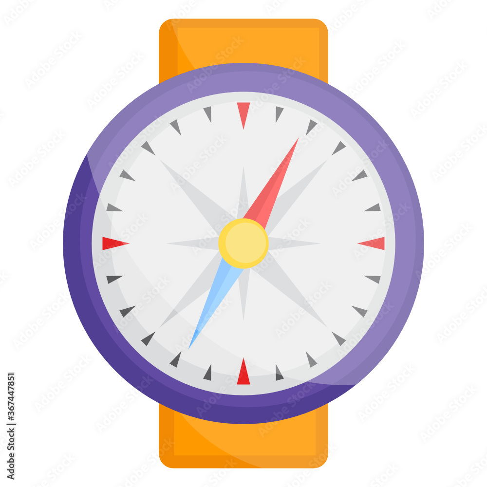 Compass, directional instrument icon in flat design
Compass, directional instrument icon in flat design