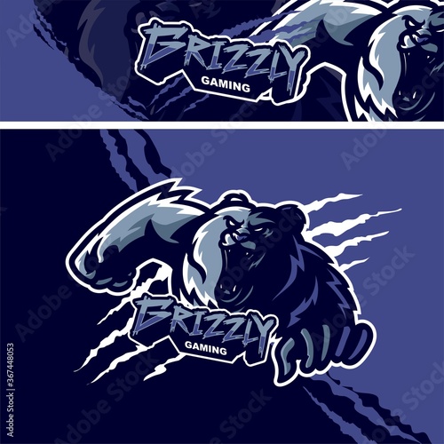 grizzly bear premium mascot logo template