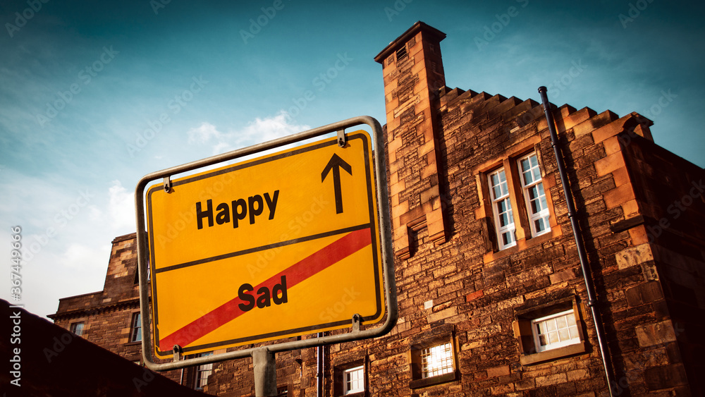 Street Sign to Happy versus Sad