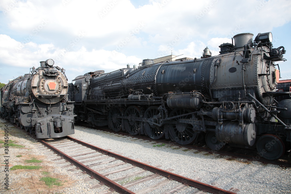 View of Steam Locomotive on rail in Strasburg, Lancaster County, Pennsylvania. View of Steam Locomotive on rail in Strasburg, Lancaster County, Pennsylvania.