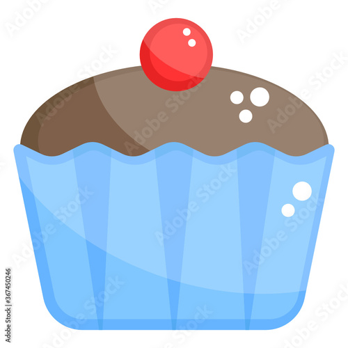 
Bakery item cupcake topped with chocolate, muffin 
