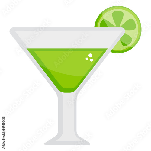 
Cutted lemon slice with glass of drink, lemonade flat icon 
