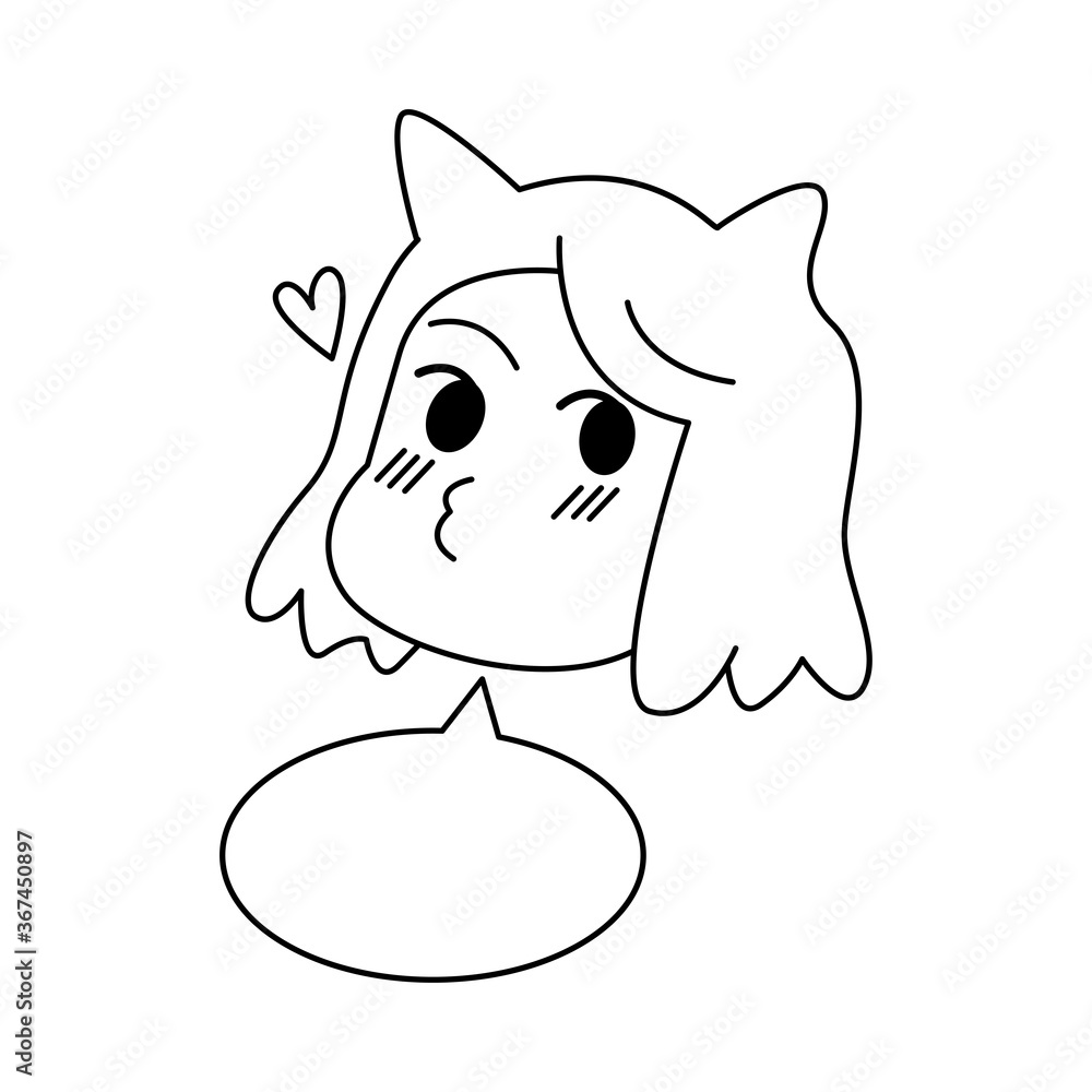 Manga woman character drawing with replica shape expressing love and kiss Manga woman character drawing with replica shape expressing love and kiss