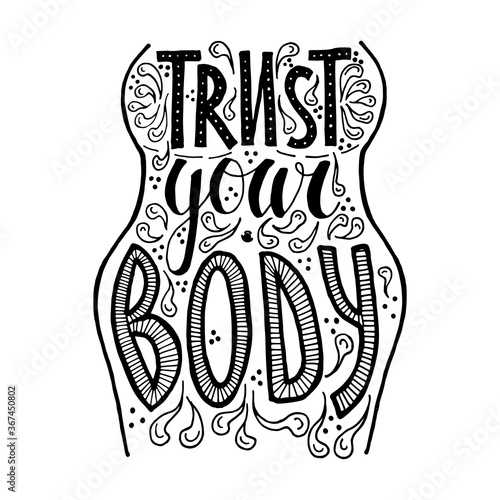 trust your body vector hand drawn lettering