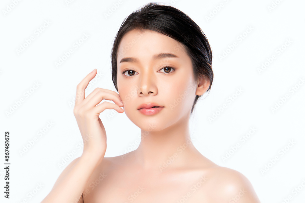 close up Beautiful Young asian Woman with Clean Fresh Skin, on white background, Face care, Facial treatment, Cosmetology, beauty and spa, Asian women portrait close up Beautiful Young asian Woman with Clean Fresh Skin, on white background, Face care, Facial treatment, Cosmetology, beauty and spa, Asian women portrait
