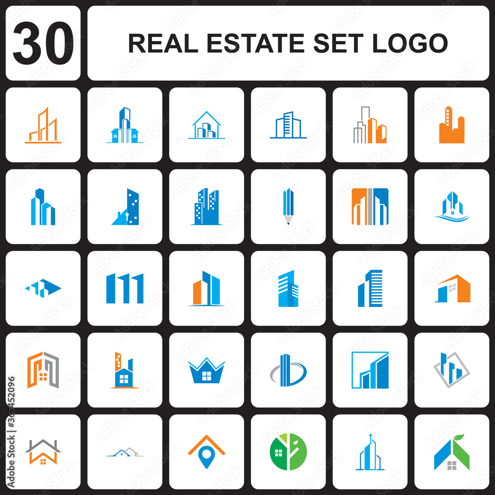 real estate set logo , building set logo real estate set logo , building set logo