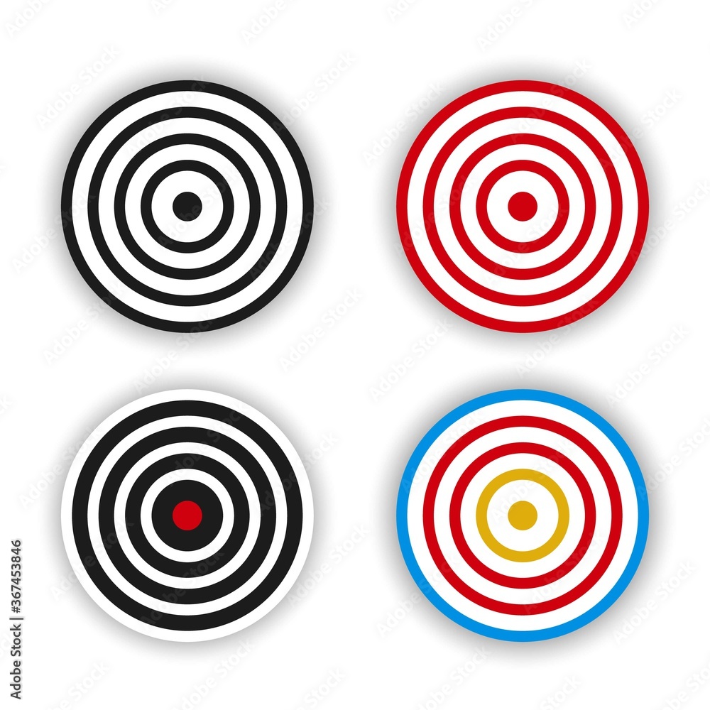 set of target icon vector design. flat design illustration of dartboard set of target icon vector design. flat design illustration of dartboard