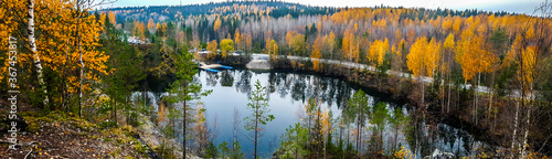 Marble quarry in mountain park 