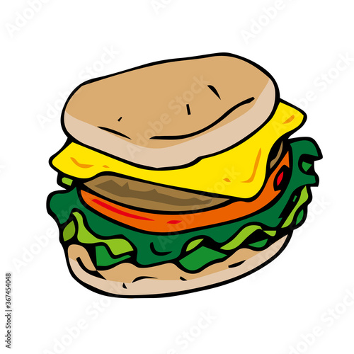 チーズハンバーガーのイラスト