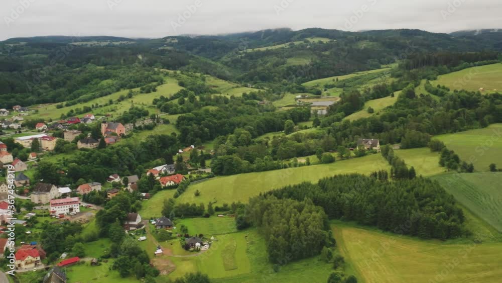 Aerial video of a village in Poland, Poland nature, beautiful views of Poland, View from a drone, green nature, countryside, Poland panoramic view. Aerial video of a village in Poland, Poland nature, beautiful views of Poland, View from a drone, green nature, countryside, Poland panoramic view.