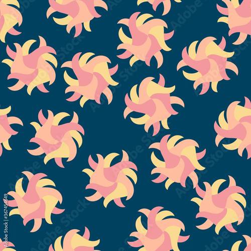 Seamless background with Abstract with intertwining flower petals on a dark blue background. Vector illustration