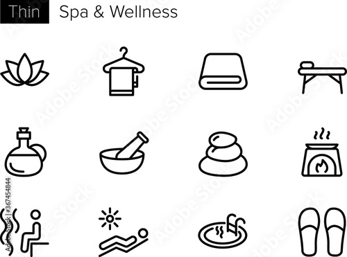 Spa, Wellness Thin line Vector Icons set