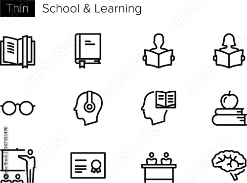 Education, School and Learning Line Vector icons set
