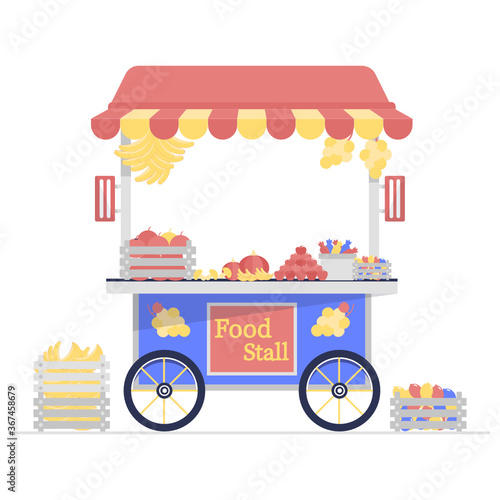 
Food stall illustration design, street food in editable style 
