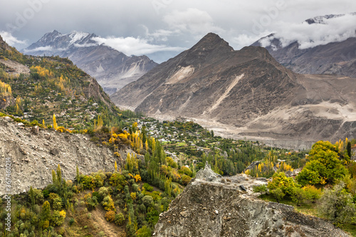 Mountain village in hunza river valley gilgit baltistan , Pakistan Northern areas  photo