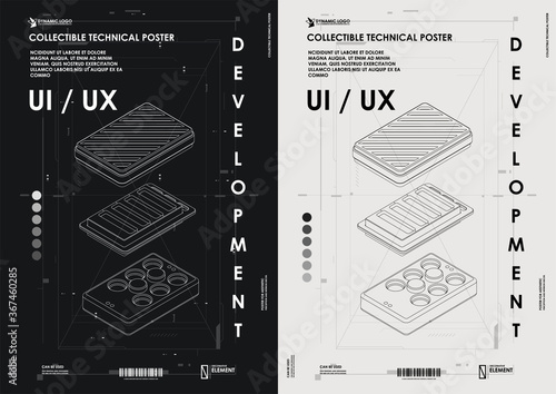 User experience, user interface in e-commerce. design and development, testing, SEO, social marketing, to publishing and launch. Concept of Hud poster with UI UX elements.