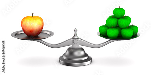 apple on scales. Isolated 3...