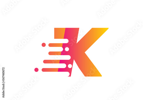Letter K Speed Logo Design Element. Abstract letter K logo design template. Universal fast speed, quick energy drop icon.