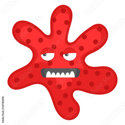
Amoeba with offended facial expression, flat icon of microbe  
