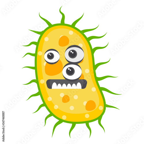 
Amoeba with offended facial expression, flat icon of microbe  
