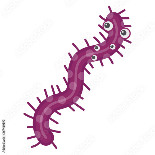  Worm like structural bacteria, flat icon of shigella microbe 