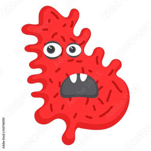 
Amoeba with offended facial expression, flat icon of microbe  

