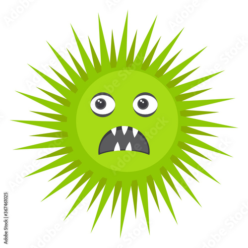 
Flat icon of coccus microorganism, scary bacterial phrase 
