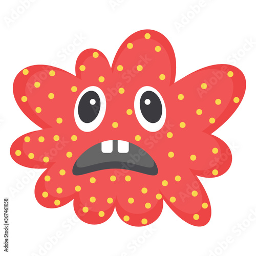 
Microbe with offended facial expression, flat icon of microbe  
