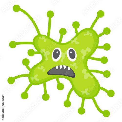 
Amoeba with offended facial expression, flat icon of microbe  
